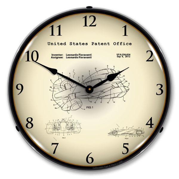 2012 Ferrari Formula One Racing Car Patent Backlit LED Clock-LED Clocks-Grease Monkey Garage
