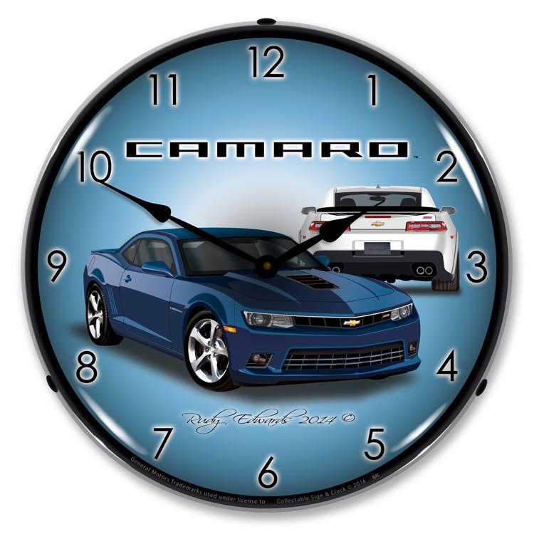 2014 SS Camaro Blue Ray LED Clock-LED Clocks-Grease Monkey Garage