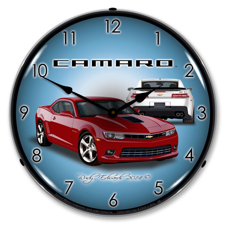 2014 SS Camaro Crystal Red LED Clock-LED Clocks-Grease Monkey Garage