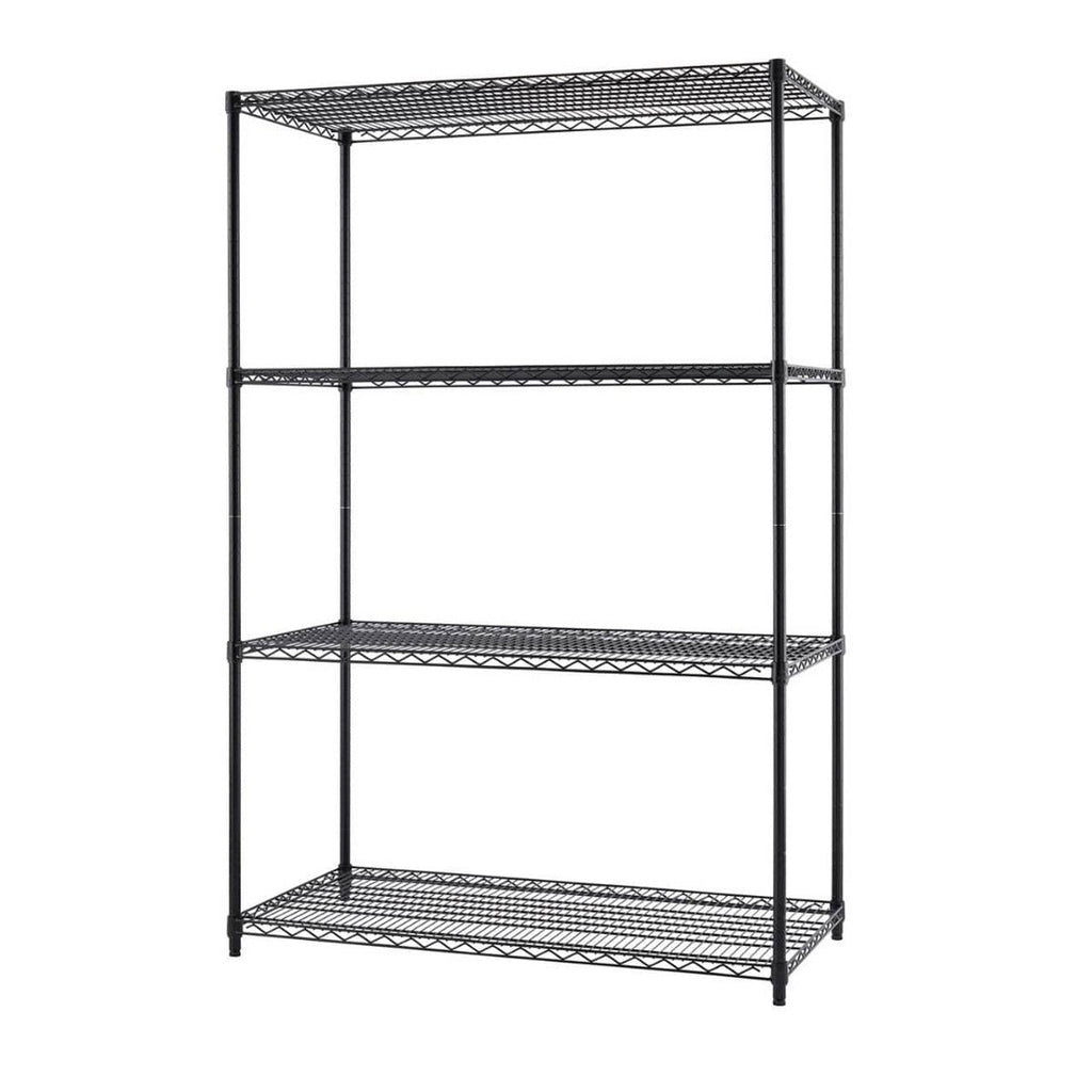 4-Tier Commercial Grade Wire Shelving 48"x24"x72" - Black-Grease Monkey Garage