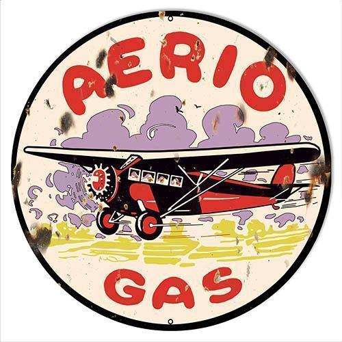 Aged Aerio Gasoline Metal Sign-Metal Signs-Grease Monkey Garage