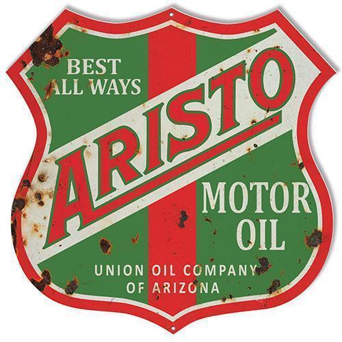 Aged Aristo Of Arizona Motor Oil Metal Sign-Metal Signs-Grease Monkey Garage