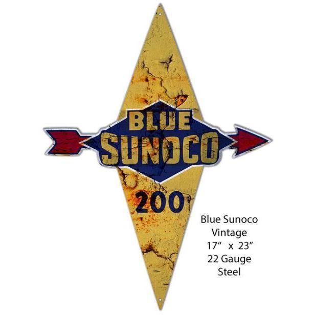 Aged Blue Sunoco Laser Cut Metal Sign-Metal Signs-Grease Monkey Garage