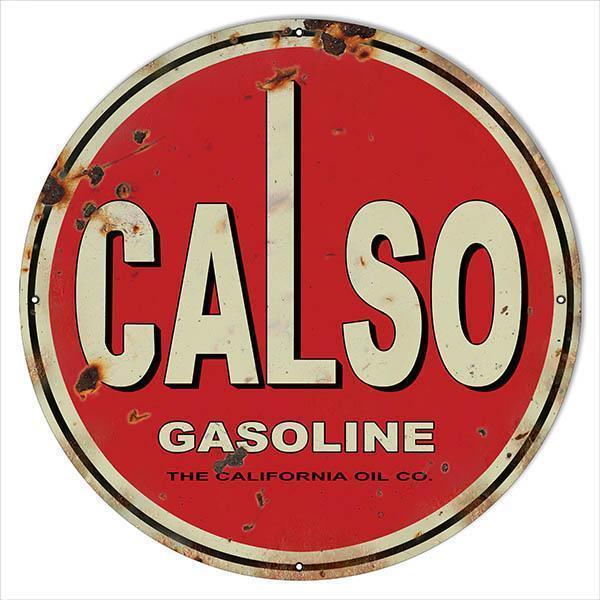 Aged Calso Gasoline Motor Oil Metal Sign-Metal Signs-Grease Monkey Garage