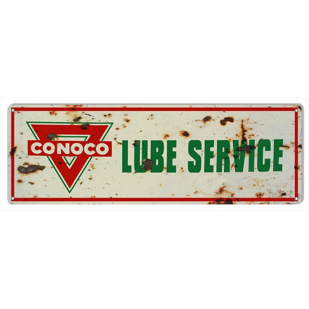 Aged Conoco Lube Service Metal Sign-Metal Signs-Grease Monkey Garage