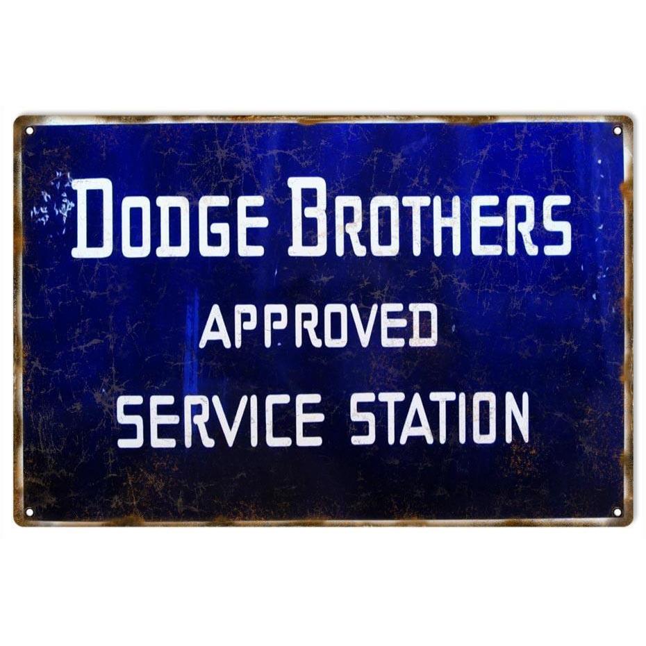 Aged Dodge Approved Service Station Metal Sign-Metal Signs-Grease Monkey Garage