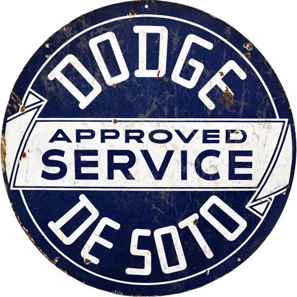Aged Dodge Desoto Approved Service Metal Sign-Metal Signs-Grease Monkey Garage
