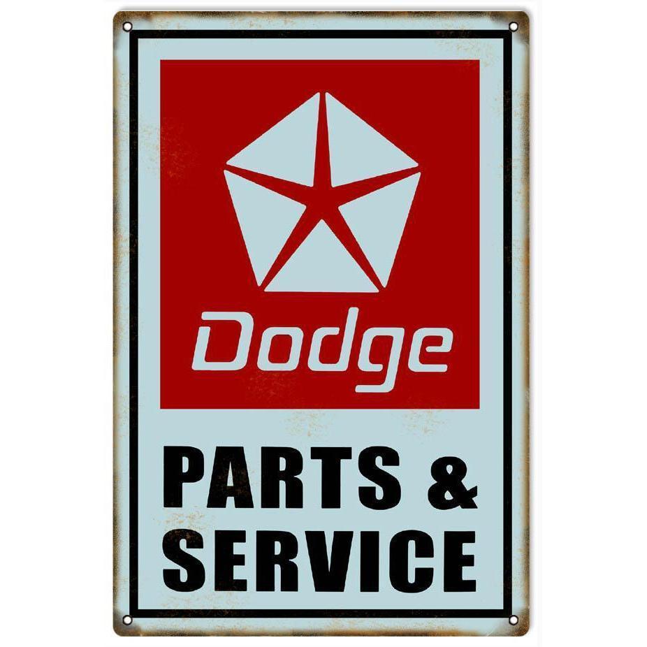Aged Dodge Parts & Service Metal Sign-Metal Signs-Grease Monkey Garage