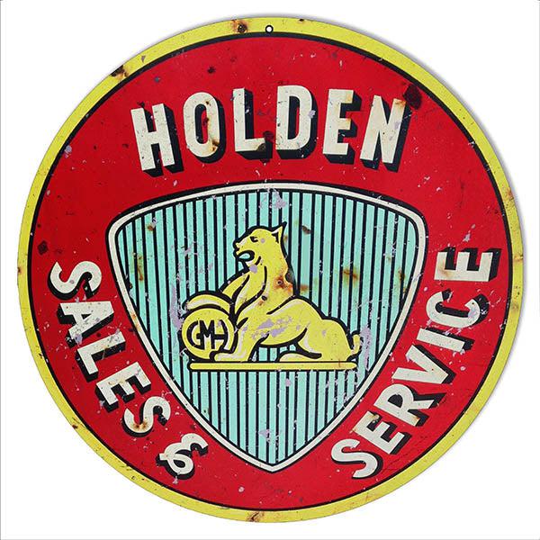 Aged Holden Sales & Service Metal Sign-Metal Signs-Grease Monkey Garage