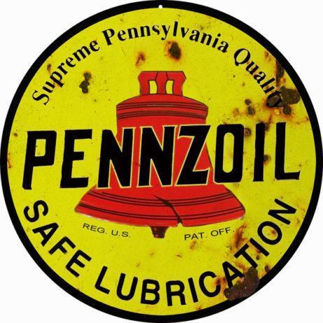 Aged Pennzoil Safe Lubrication Metal Sign-Metal Signs-Grease Monkey Garage