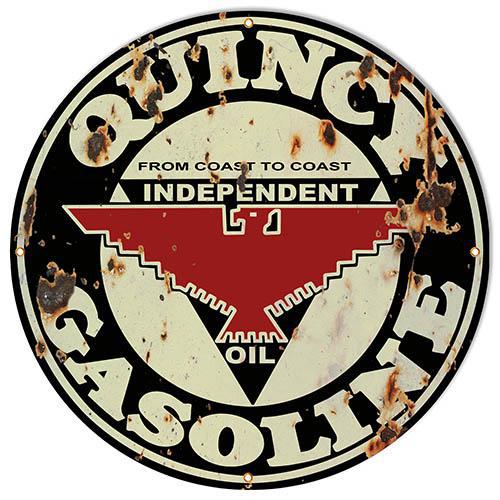 Aged Quincy Gasoline Sign Grease Monkey Garage