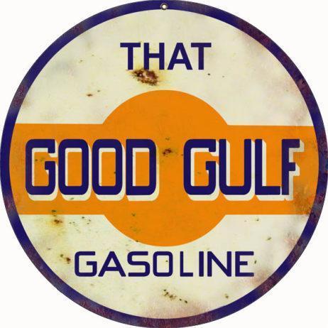 Aged That Good Gulf Gasoline Metal Sign-Metal Signs-Grease Monkey Garage