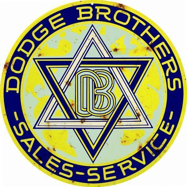 Aged Yellow Dodge Brothers Sales & Service Metal Sign-Metal Signs-Grease Monkey Garage