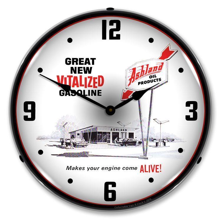 Ashland Oil Backlit LED Clock-LED Clocks-Grease Monkey Garage