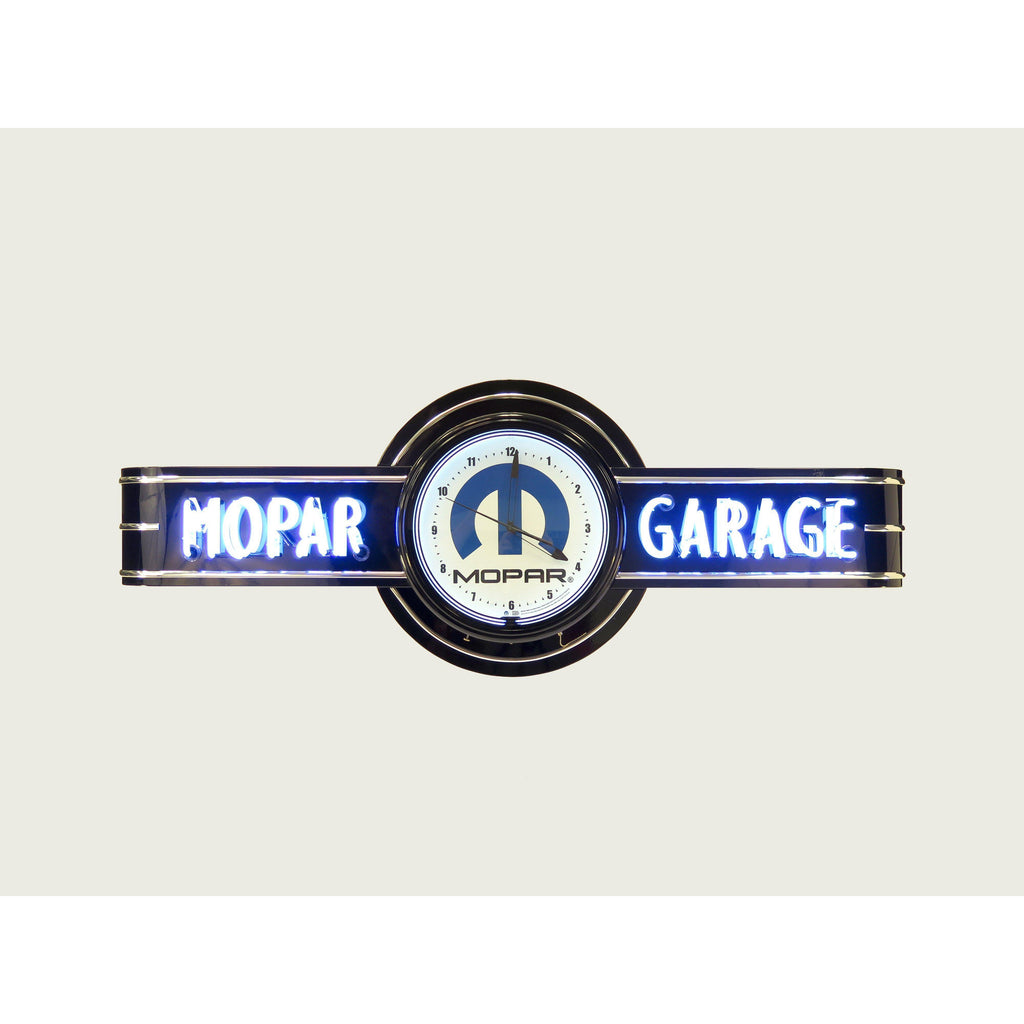 Black Mopar Garage Neon Clock Sign-Neon Clock Signs-Grease Monkey Garage