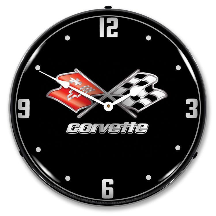 C3 Corvette Black Tie Backlit LED Clock-LED Clocks-Grease Monkey Garage