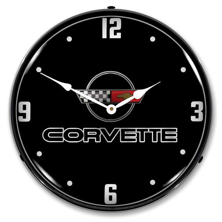 C4 Corvette Black Tie Backlit LED Clock-LED Clocks-Grease Monkey Garage