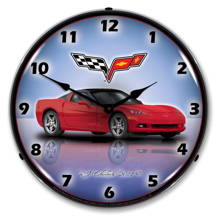 C6 Corvette Crystal Red LED Clock-LED Clocks-Grease Monkey Garage