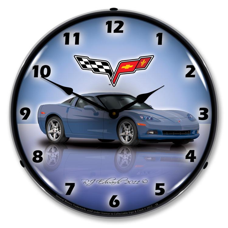 C6 Corvette Supersonic Blue LED Clock-LED Clocks-Grease Monkey Garage
