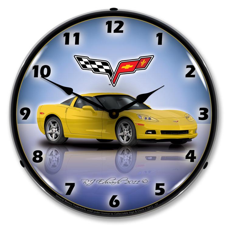 C6 Corvette Velocity Yellow LED Clock-LED Clocks-Grease Monkey Garage