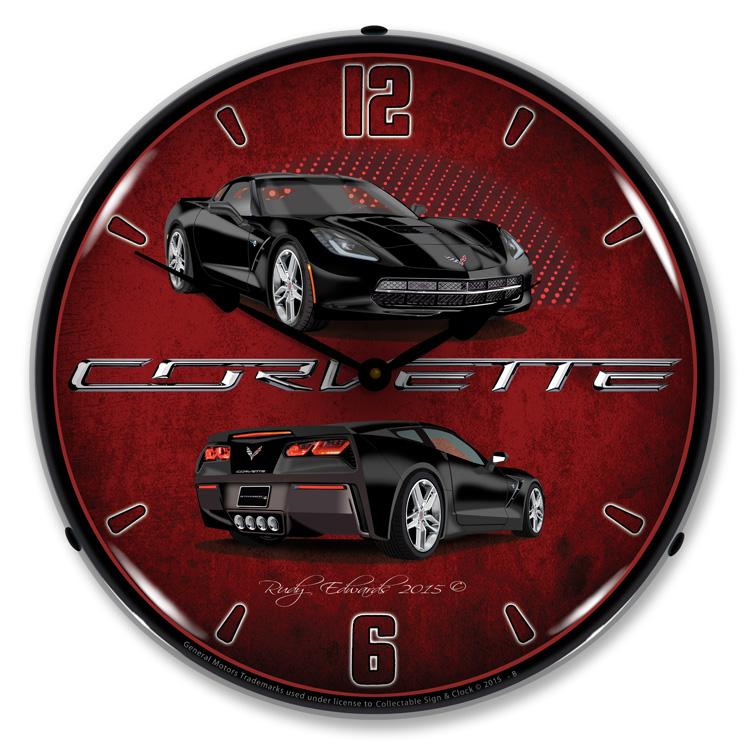 C7 Corvette Black LED Clock-LED Clocks-Grease Monkey Garage