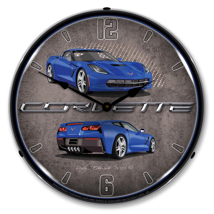 C7 Corvette Laguna Blue LED Clock-LED Clocks-Grease Monkey Garage