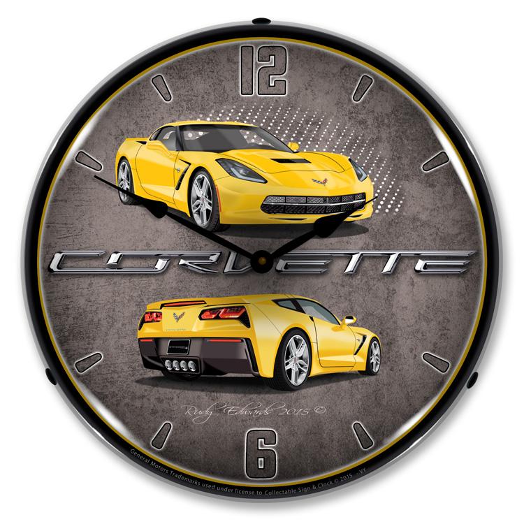 C7 Corvette Velocity Yellow LED Clock-LED Clocks-Grease Monkey Garage