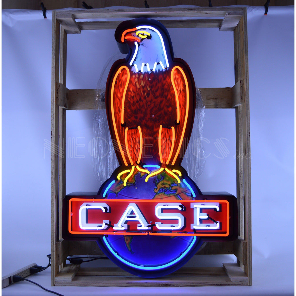Case Eagle Neon Sign in Shaped Steel Can-Neon Signs-Grease Monkey Garage
