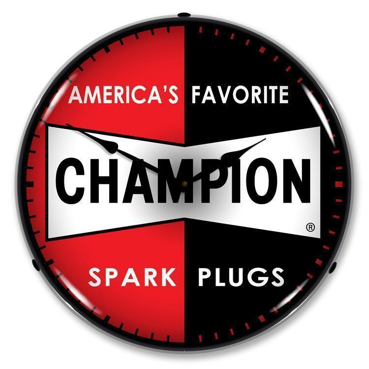 Champion Spark Plugs Backlit LED Clock-LED Clocks-Grease Monkey Garage
