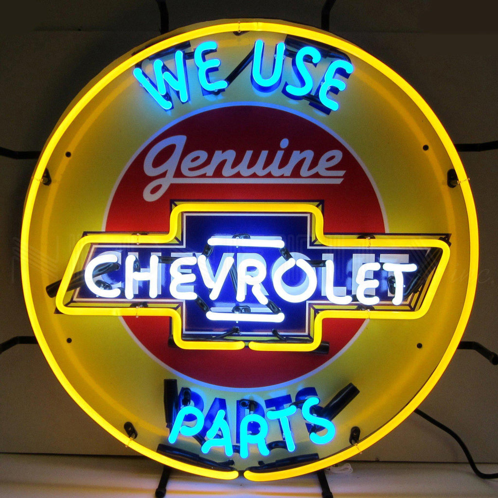Chevrolet Parts Neon Sign with Backing-Neon Signs-Grease Monkey Garage