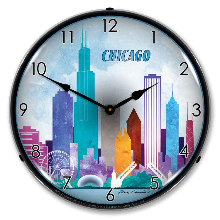 Chicago Skyline LED Clock-LED Clocks-Grease Monkey Garage