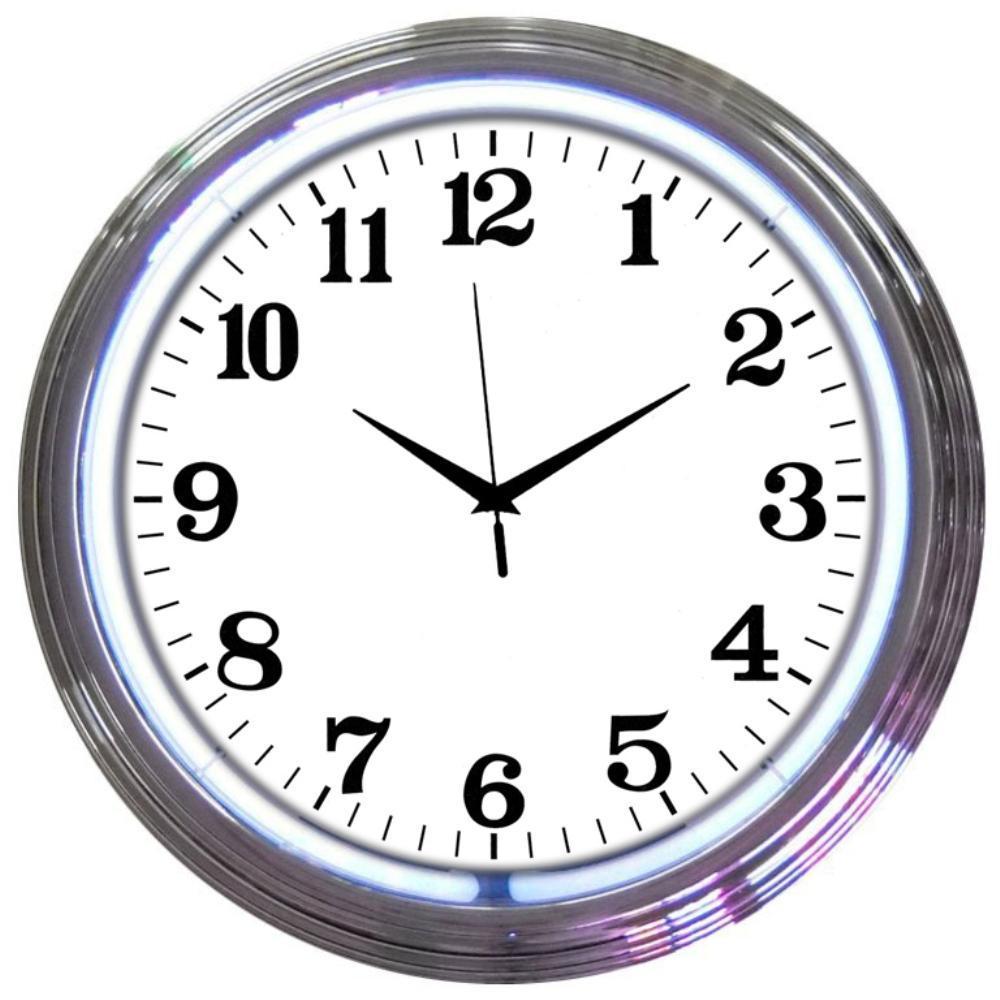 Chrome White Standard Neon Clock-Clocks-Grease Monkey Garage