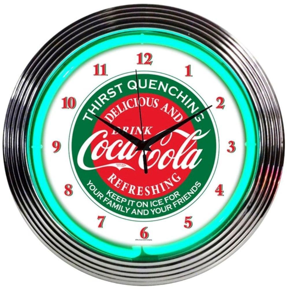 Coca-Cola Evergreen Neon Clock-Clocks-Grease Monkey Garage