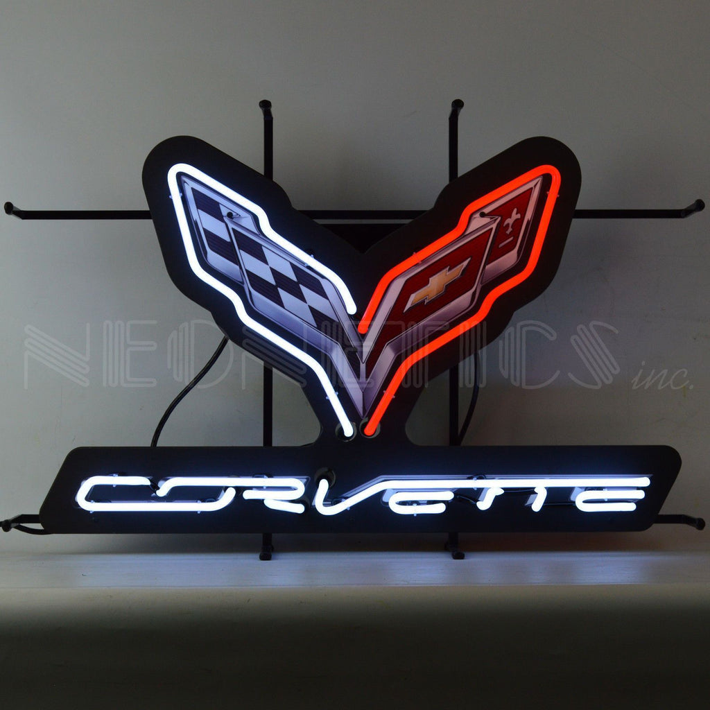 Corvette C7 Neon Sign with Backing-Neon Signs-Grease Monkey Garage
