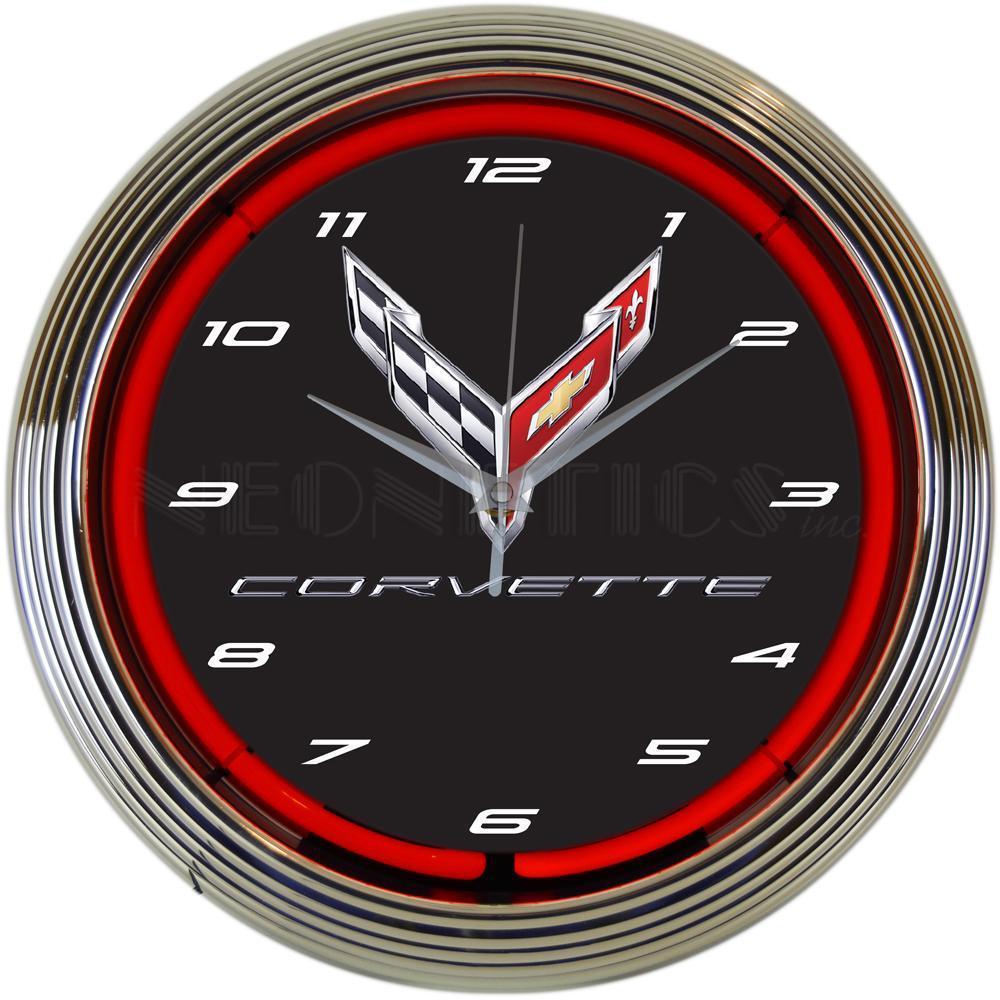 Corvette C8 Next Generation Neon Clock-Clocks-Grease Monkey Garage