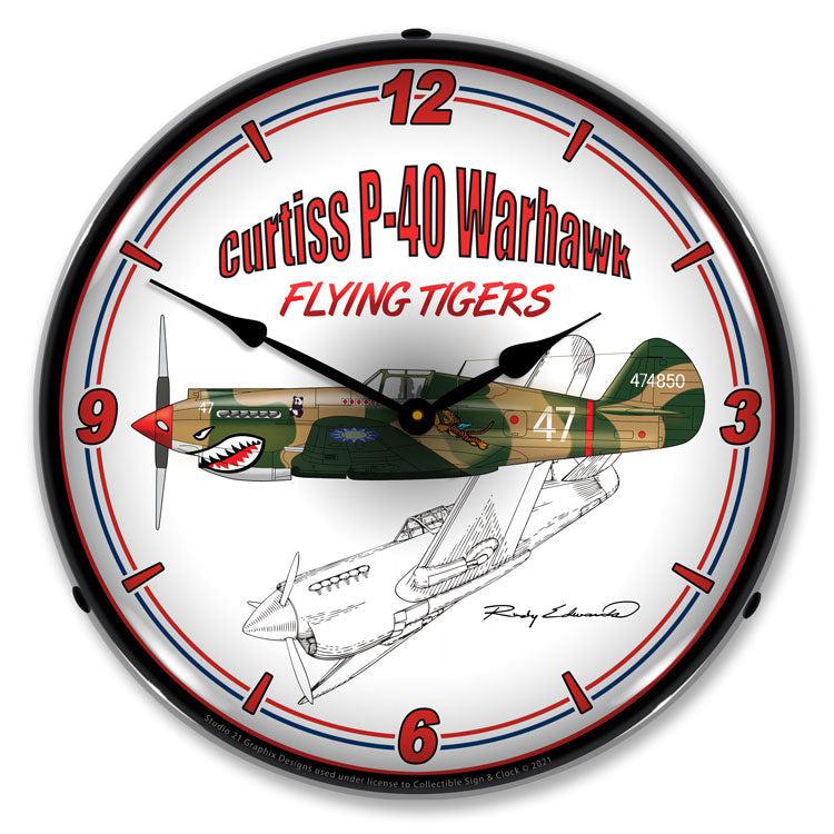 Curtiss P-40 Warhawk LED Clock-LED Clocks-Grease Monkey Garage