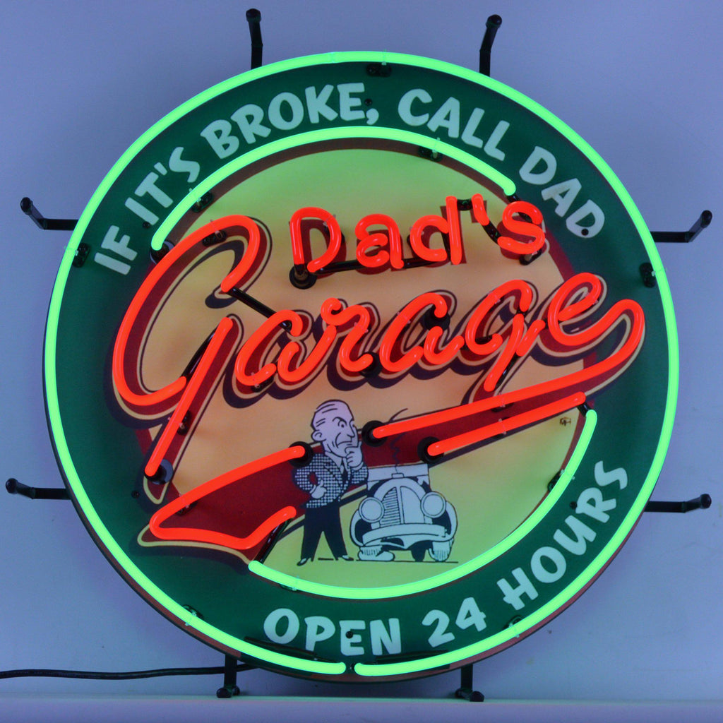 Dad's Garage Neon Sign with Backing-Neon Signs-Grease Monkey Garage