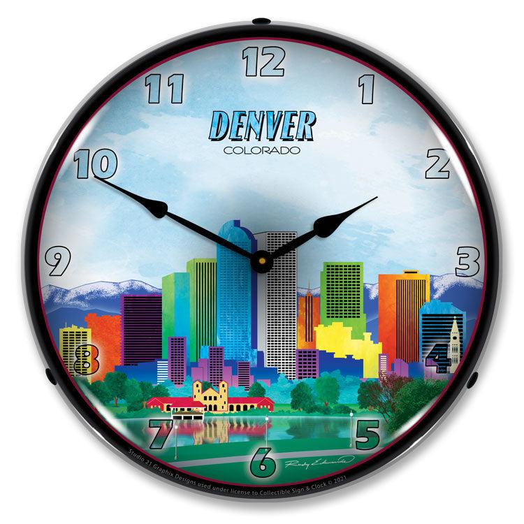 Denver Skyline LED Clock-LED Clocks-Grease Monkey Garage