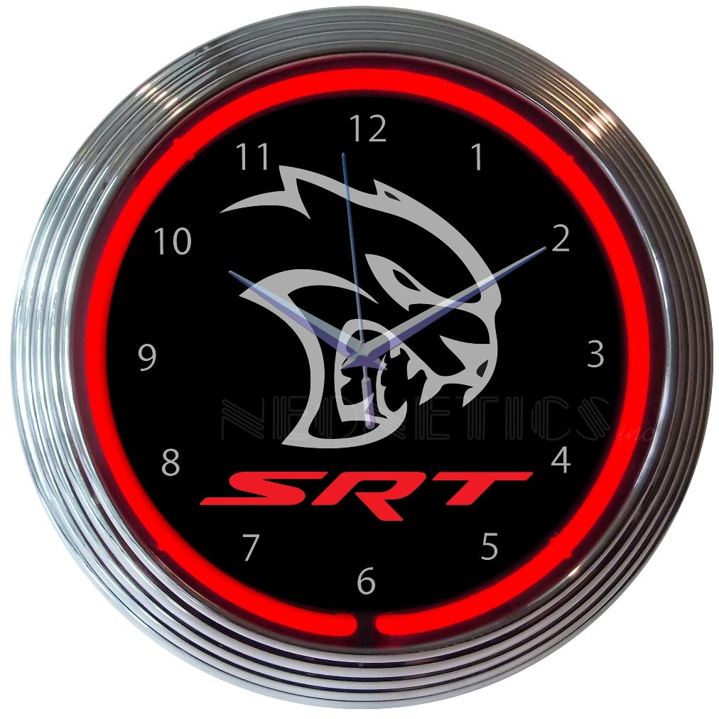 Dodge Hellcat SRT Neon Clock-Clocks-Grease Monkey Garage
