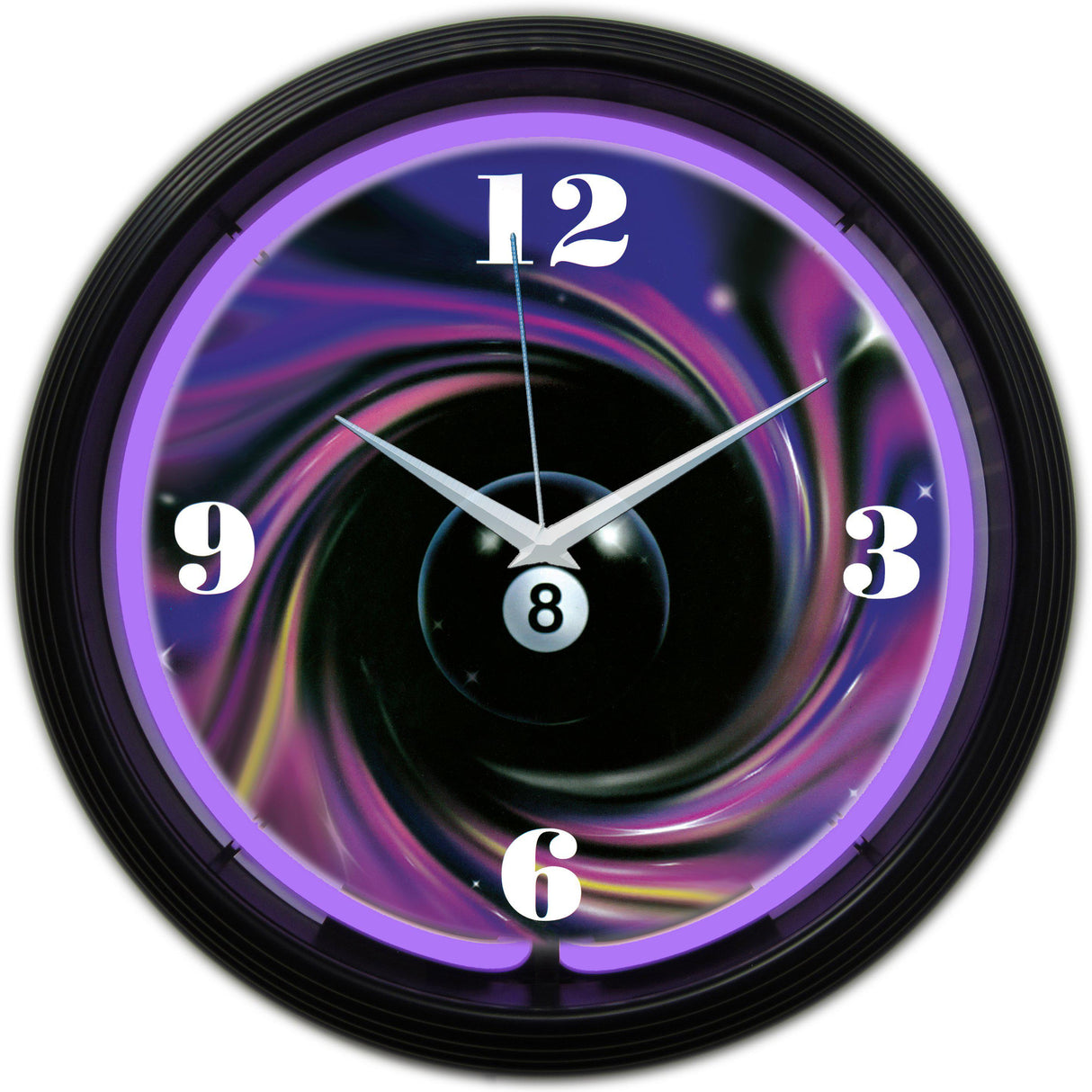 Eight Ball Swirl Neon Clock-Clocks-Grease Monkey Garage