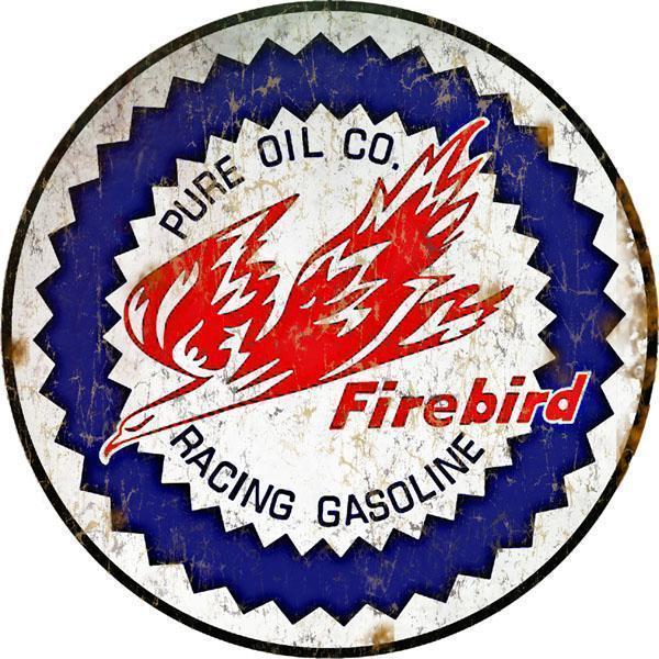 Firebird Pure Oil Co. Racing Gasoline Metal Sign-Metal Signs-Grease Monkey Garage