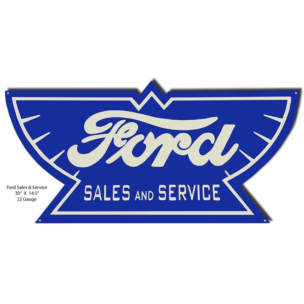 Ford 1912 Winged Sales and Service Metal Sign-Metal Signs-Grease Monkey Garage