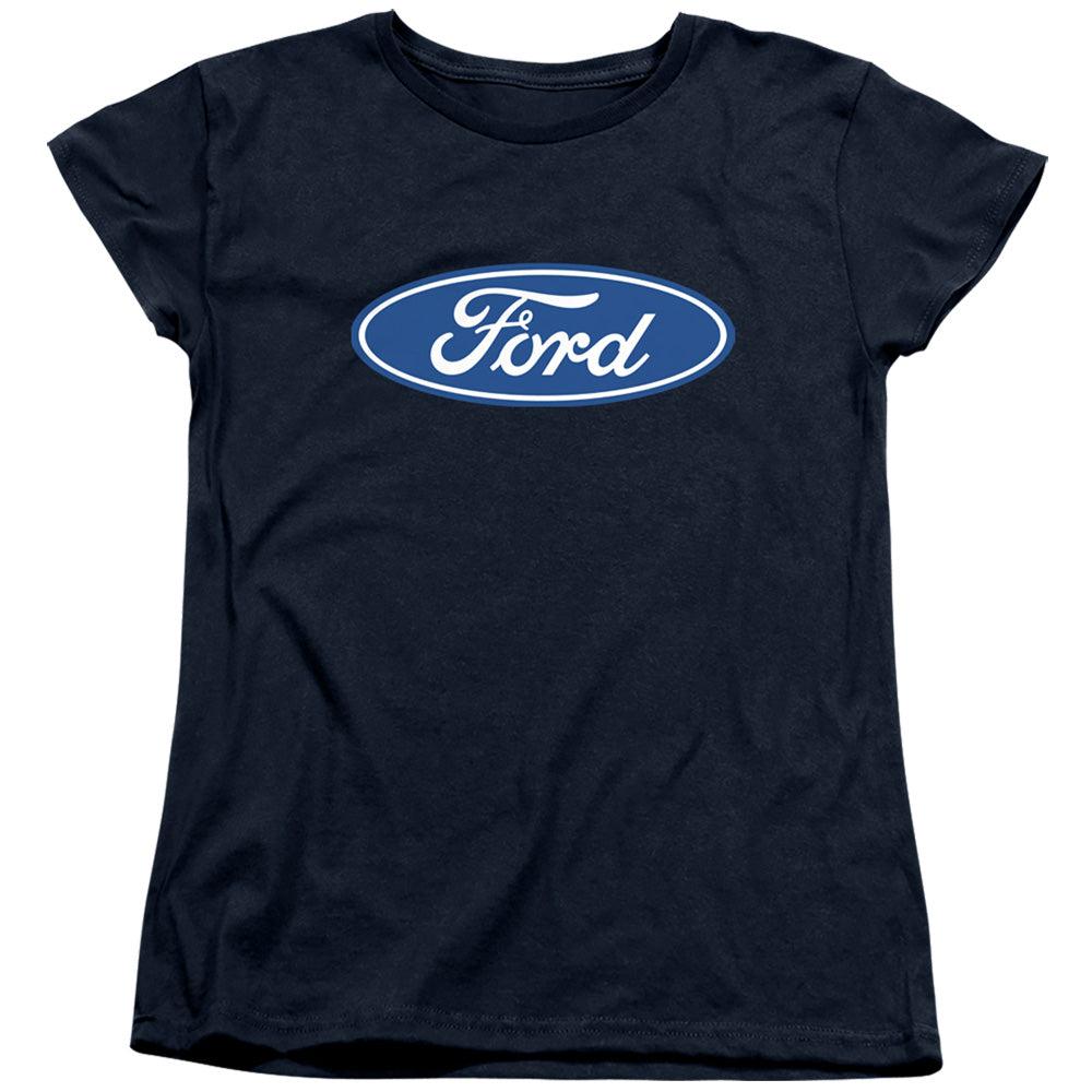 Ford Blue Oval Dimensional Logo Women's Short-Sleeve T-Shirt-Grease Monkey Garage