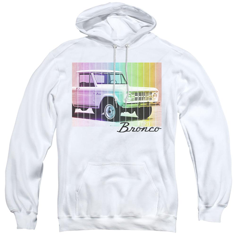 Ford Bronco Retro Rainbow Pullover Hoodie-Grease Monkey Garage
