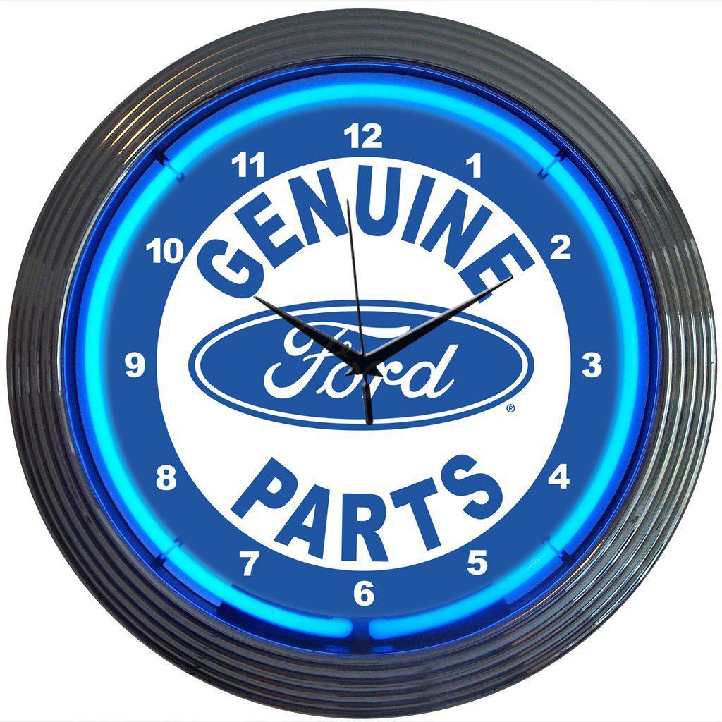 Ford Genuine Parts Neon Clock-Clocks-Grease Monkey Garage