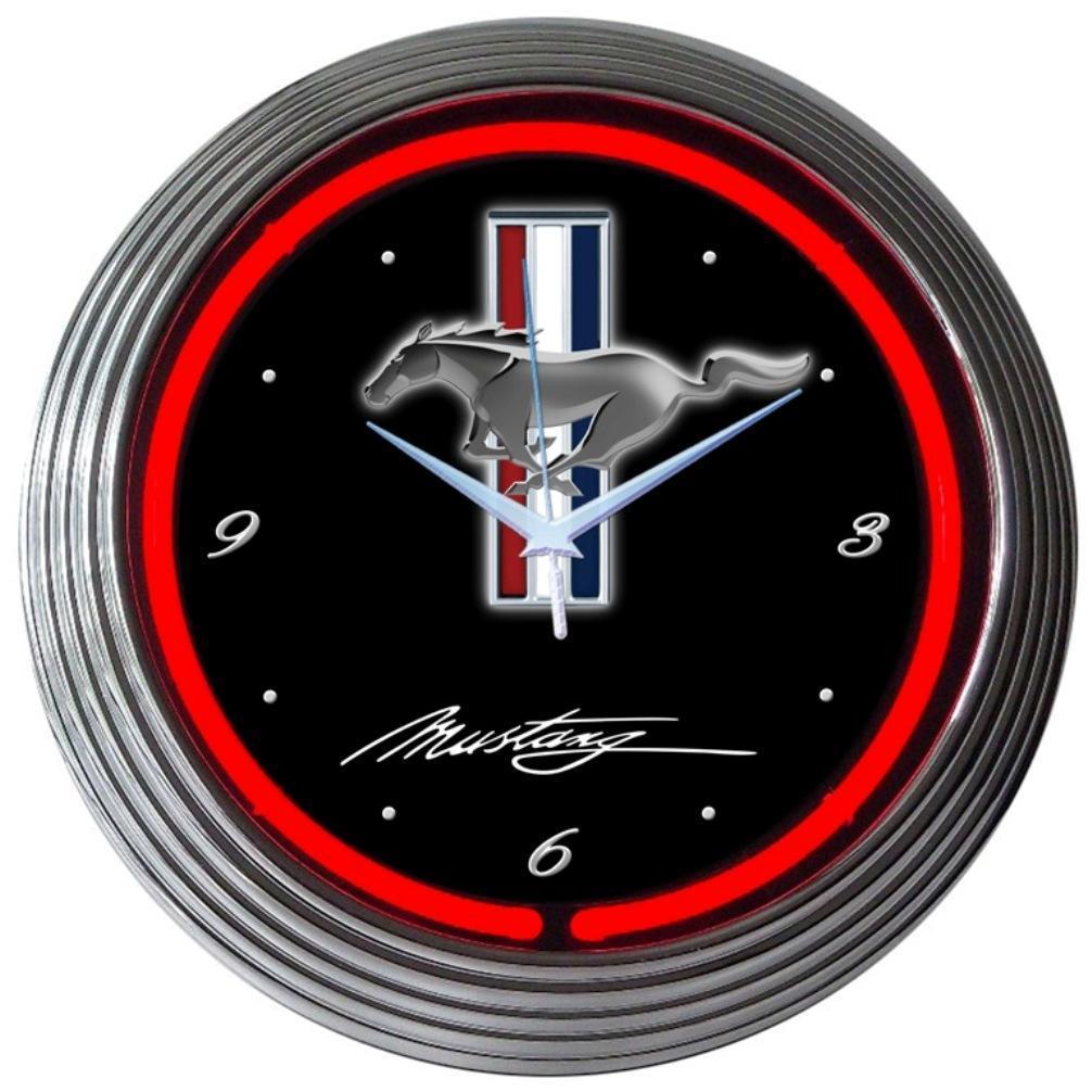 Ford Mustang Neon Clock-Clocks-Grease Monkey Garage