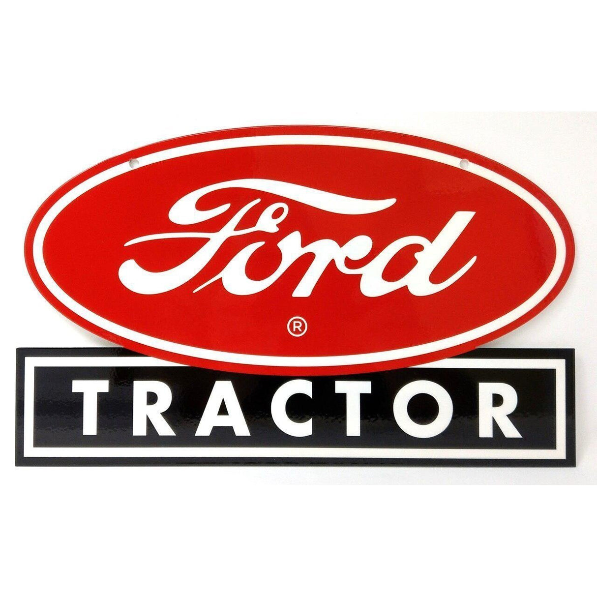 Ford Tractor Red and Black Emblem Metal Sign-Metal Signs-Grease Monkey Garage