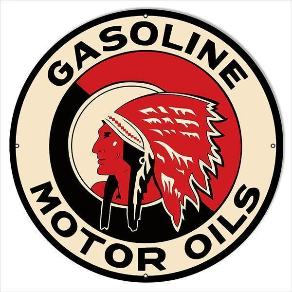 Frontenac Red Indian Gasoline Motor Oils Metal Sign-Metal Signs-Grease Monkey Garage