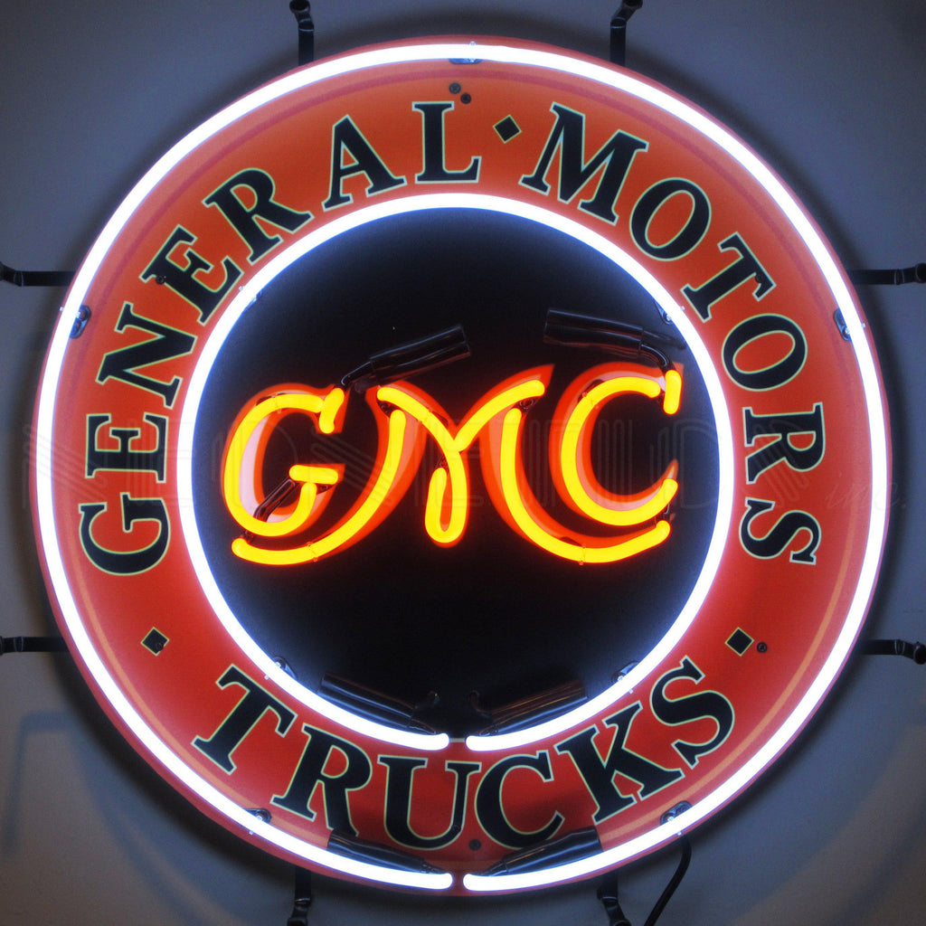 GMC Trucks Neon Sign with Backing-Neon Signs-Grease Monkey Garage