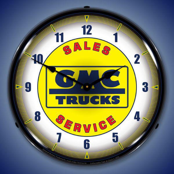 GMC Trucks Sales Service Backlit LED Clock-LED Clocks-Grease Monkey Garage